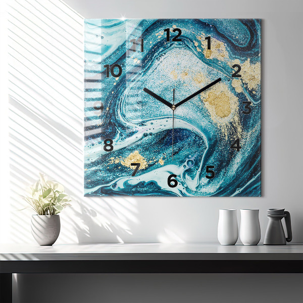 Square wall clock Abstract marble