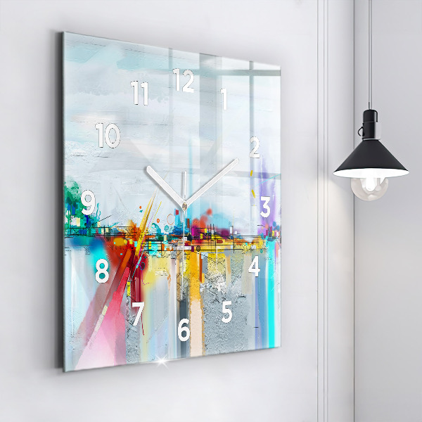 Square wall clock Abstract bridge