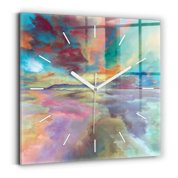 Square wall clock Abstract landscape