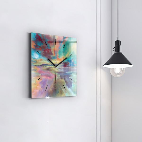 Square wall clock Abstract landscape