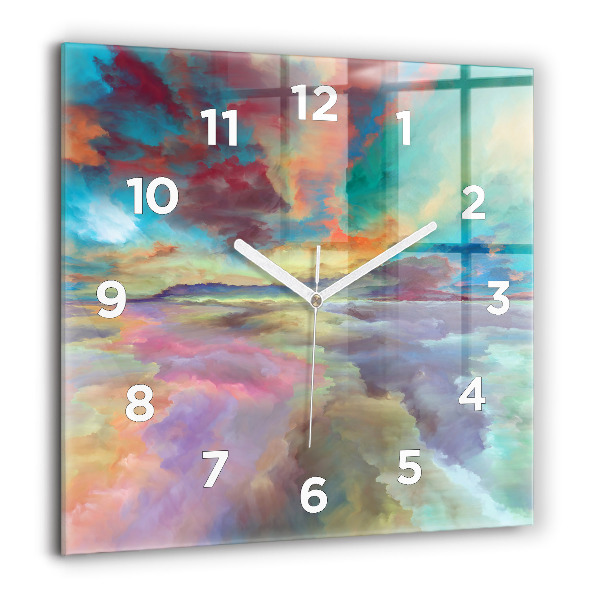 Square wall clock Abstract landscape