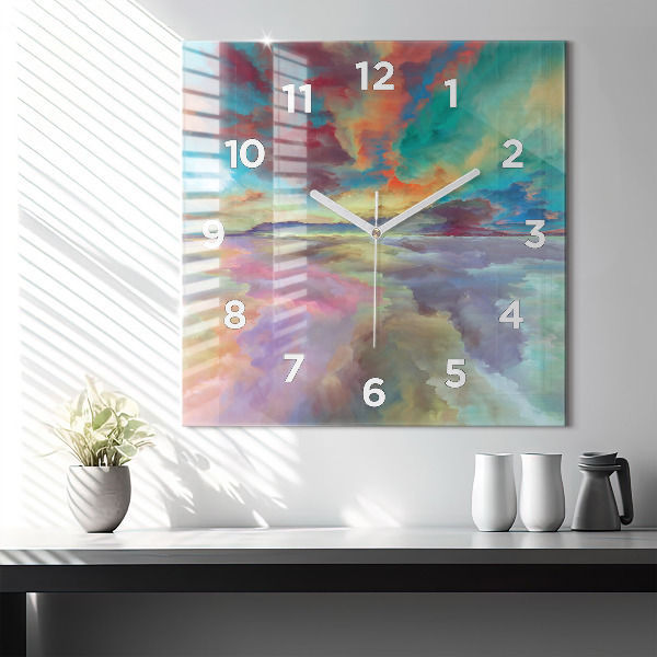 Square wall clock Abstract landscape