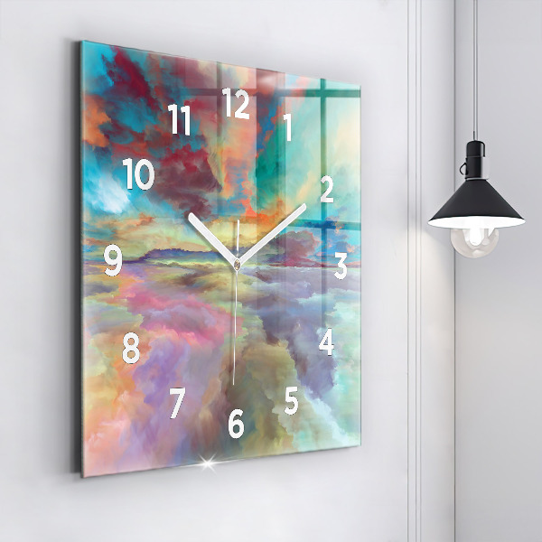 Square wall clock Abstract landscape