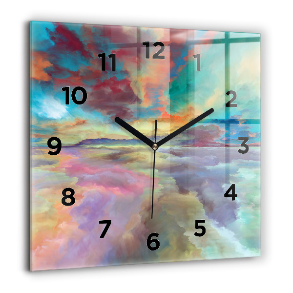 Square wall clock Abstract landscape