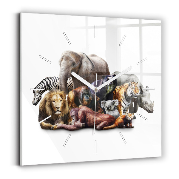 Square wall clock Wild animals