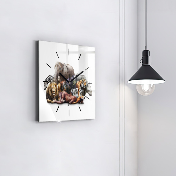 Square wall clock Wild animals