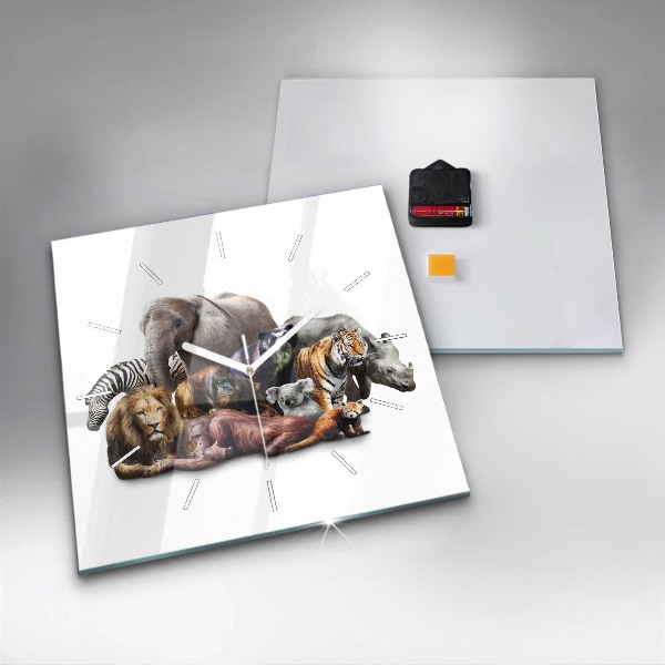 Square wall clock Wild animals