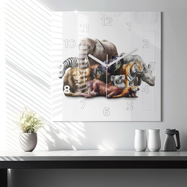 Square wall clock Wild animals
