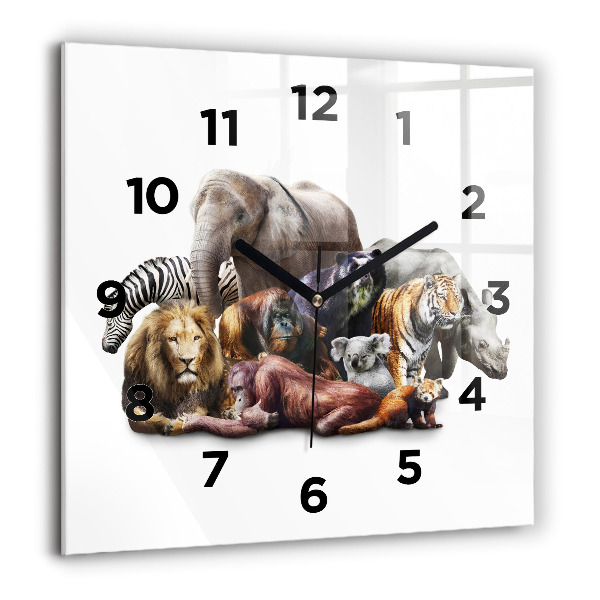 Square wall clock Wild animals