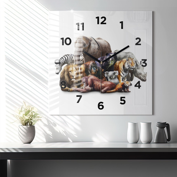 Square wall clock Wild animals
