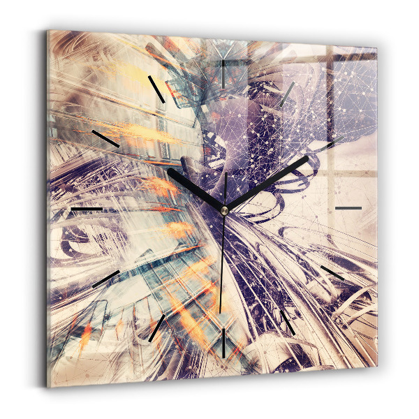 Square wall clock Abstract mechanism