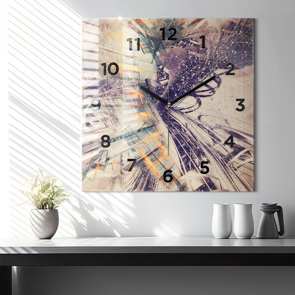 Square wall clock Abstract mechanism