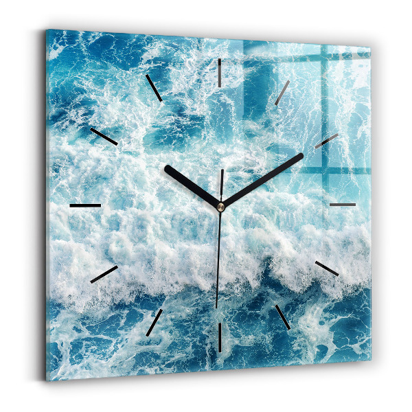 Square wall clock Sea waves