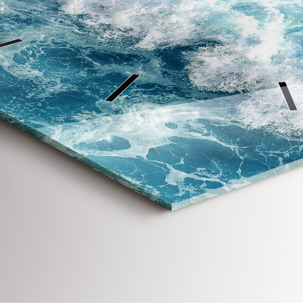 Square wall clock Sea waves