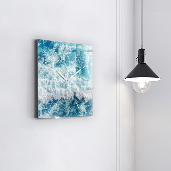 Square wall clock Sea waves