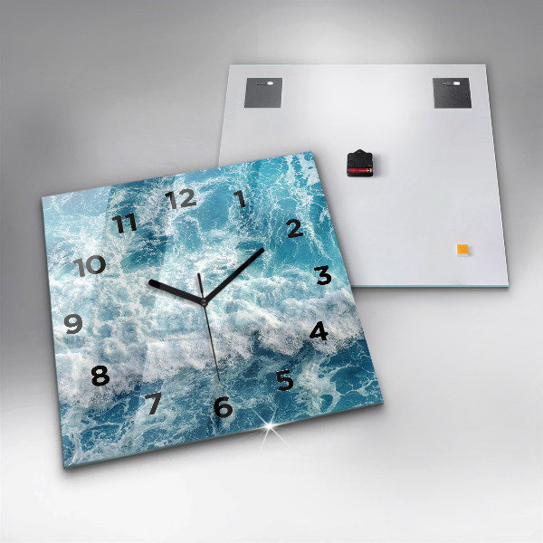 Square wall clock Sea waves