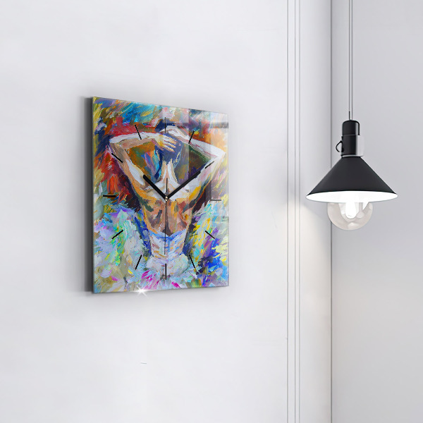 Square wall clock Painted Ballerina