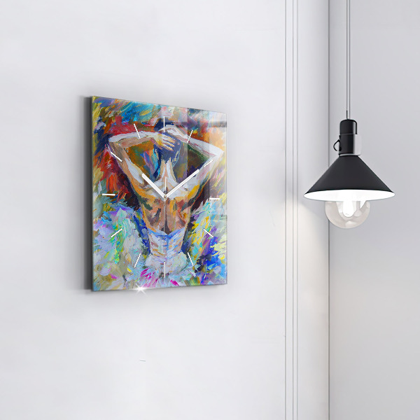 Square wall clock Painted Ballerina