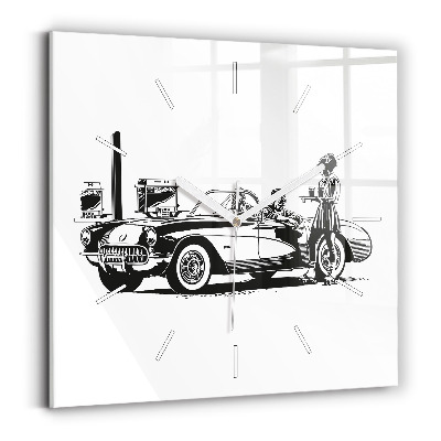 Square wall clock Retro Illustration