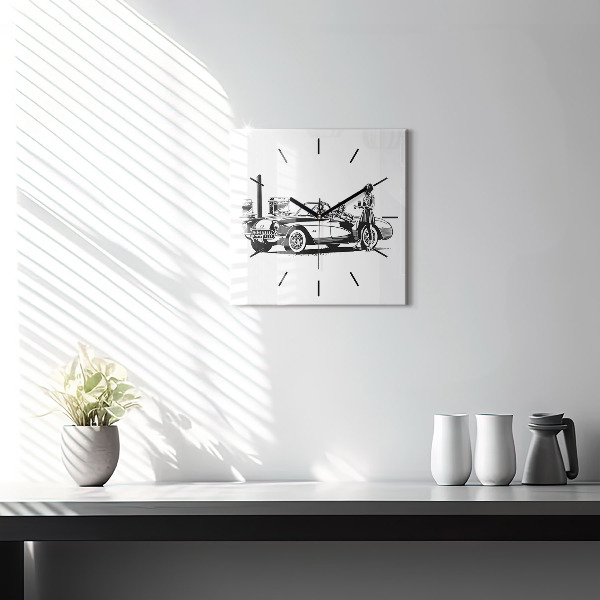 Square wall clock Retro Illustration