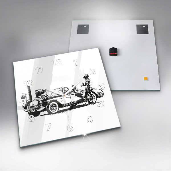 Square wall clock Retro Illustration