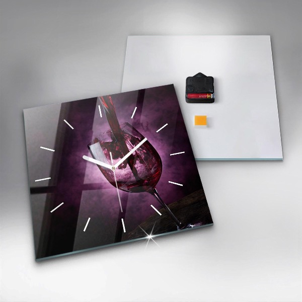 Square wall clock Wine glass