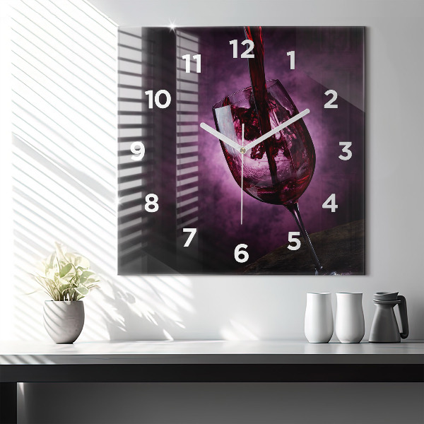 Square wall clock Wine glass