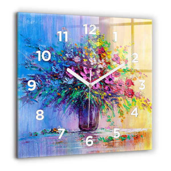 Square wall clock Flowers in a vase