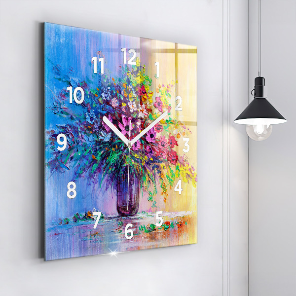 Square wall clock Flowers in a vase