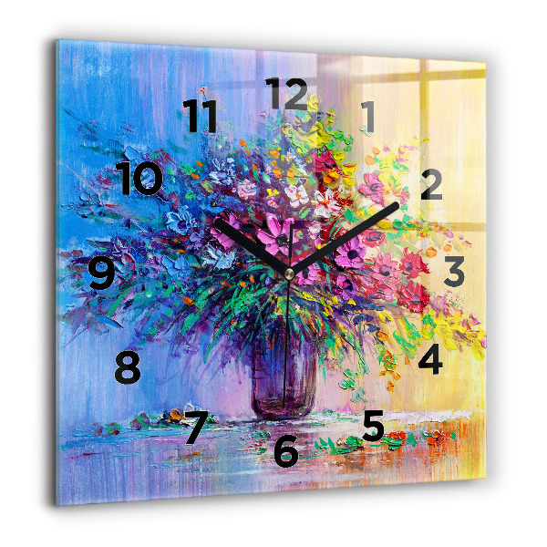 Square wall clock Flowers in a vase