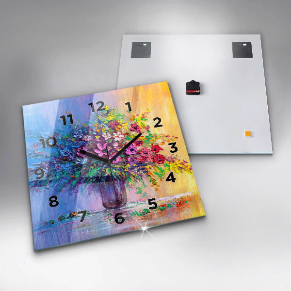 Square wall clock Flowers in a vase