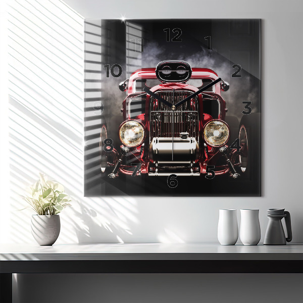 Square wall clock Old vintage car