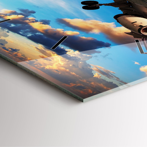 Square wall clock Airplane in the clouds
