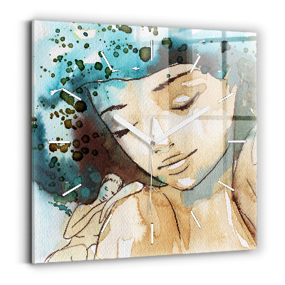 Square wall clock Abstraction Woman