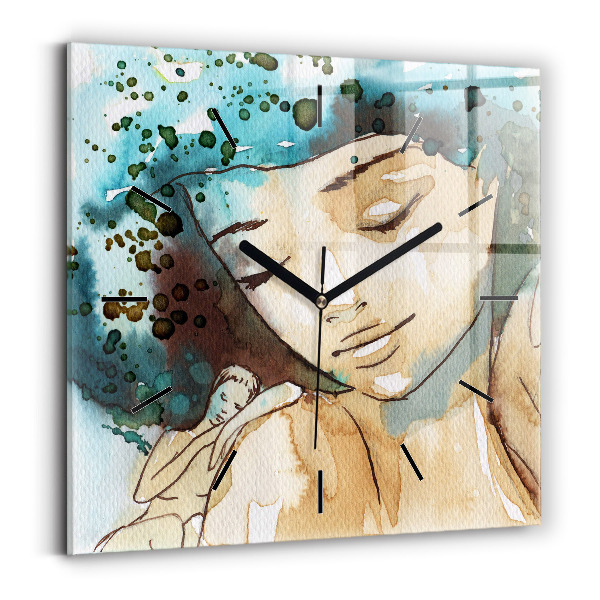 Square wall clock Abstraction Woman