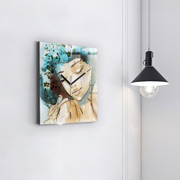 Square wall clock Abstraction Woman