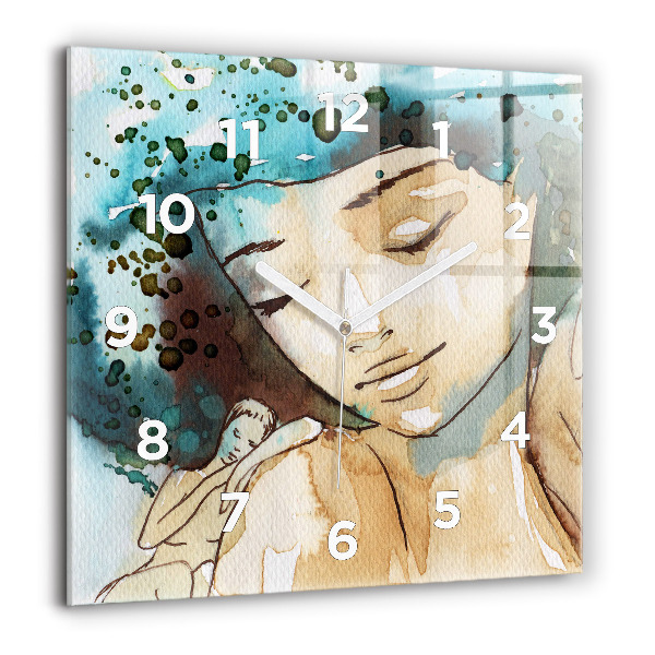 Square wall clock Abstraction Woman