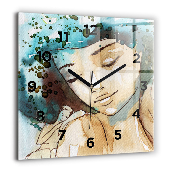 Square wall clock Abstraction Woman