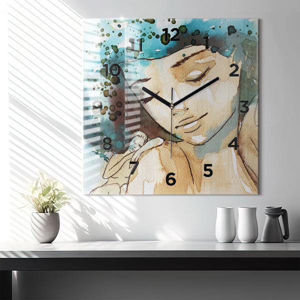 Square wall clock Abstraction Woman