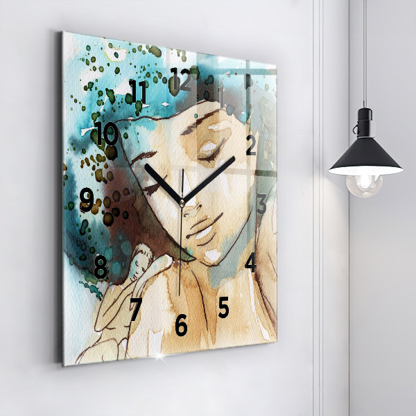 Square wall clock Abstraction Woman