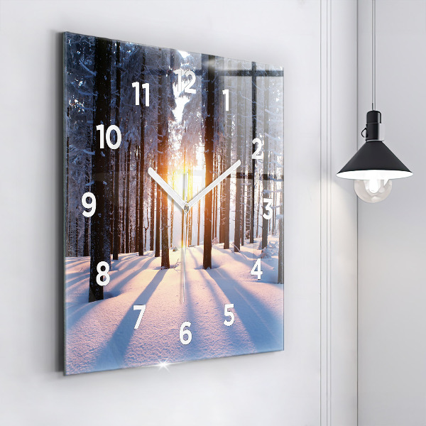 Square wall clock Sunset Forest