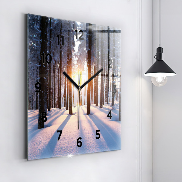 Square wall clock Sunset Forest