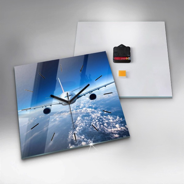 Square wall clock Airplane and Clouds