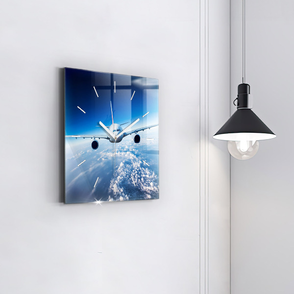 Square wall clock Airplane and Clouds