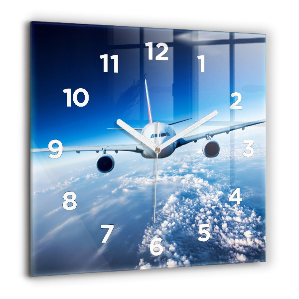 Square wall clock Airplane and Clouds