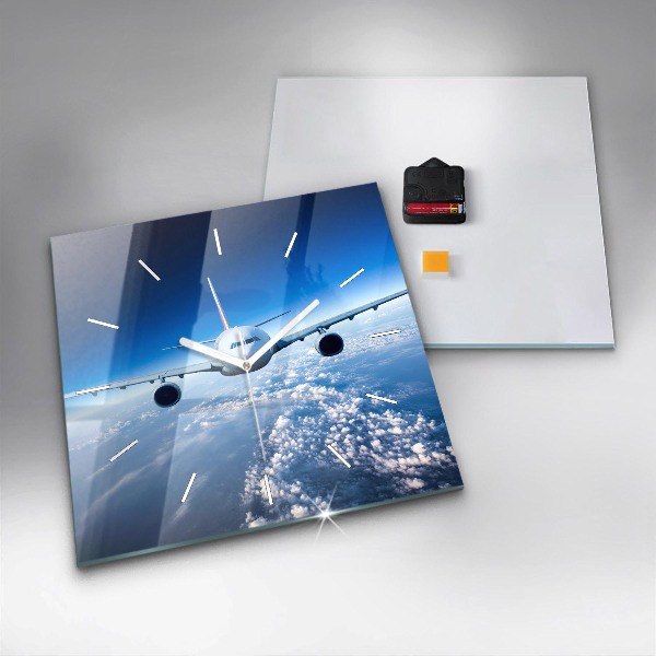 Square wall clock Airplane and Clouds