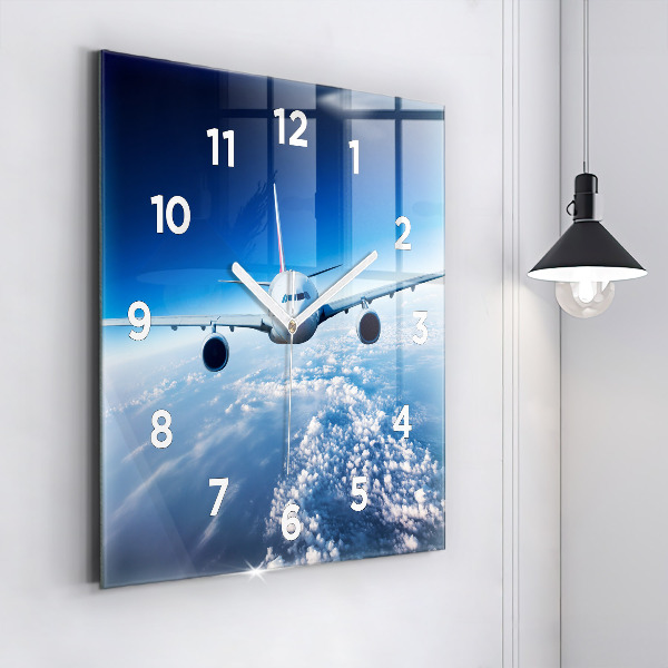Square wall clock Airplane and Clouds