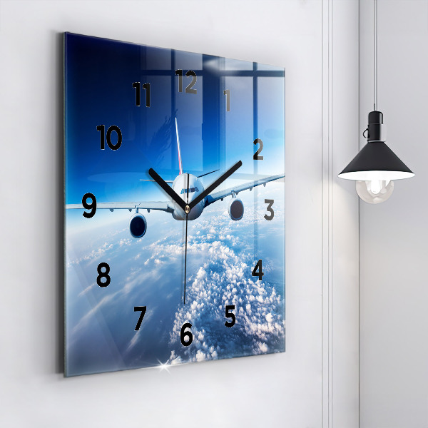 Square wall clock Airplane and Clouds