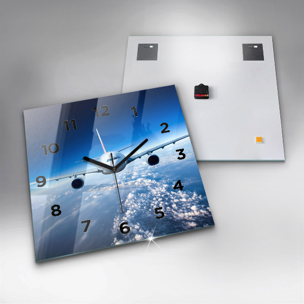 Square wall clock Airplane and Clouds