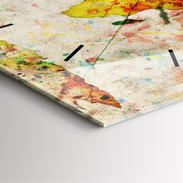 Square wall clock Colored world map